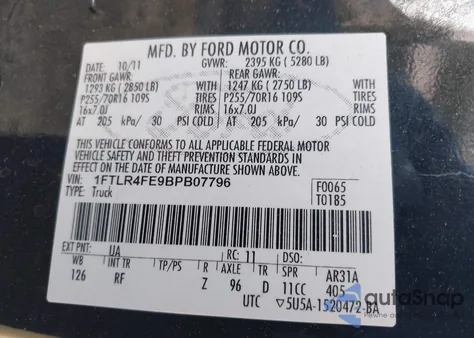 2011 Ford Ranger Sport z USA, uszkodzony, nr VIN 1FTLR4FE9BPB07796